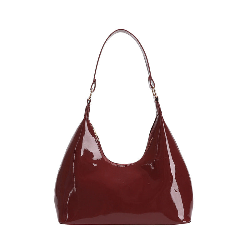 Simple Solid Color Retro Bright Underarm Bag