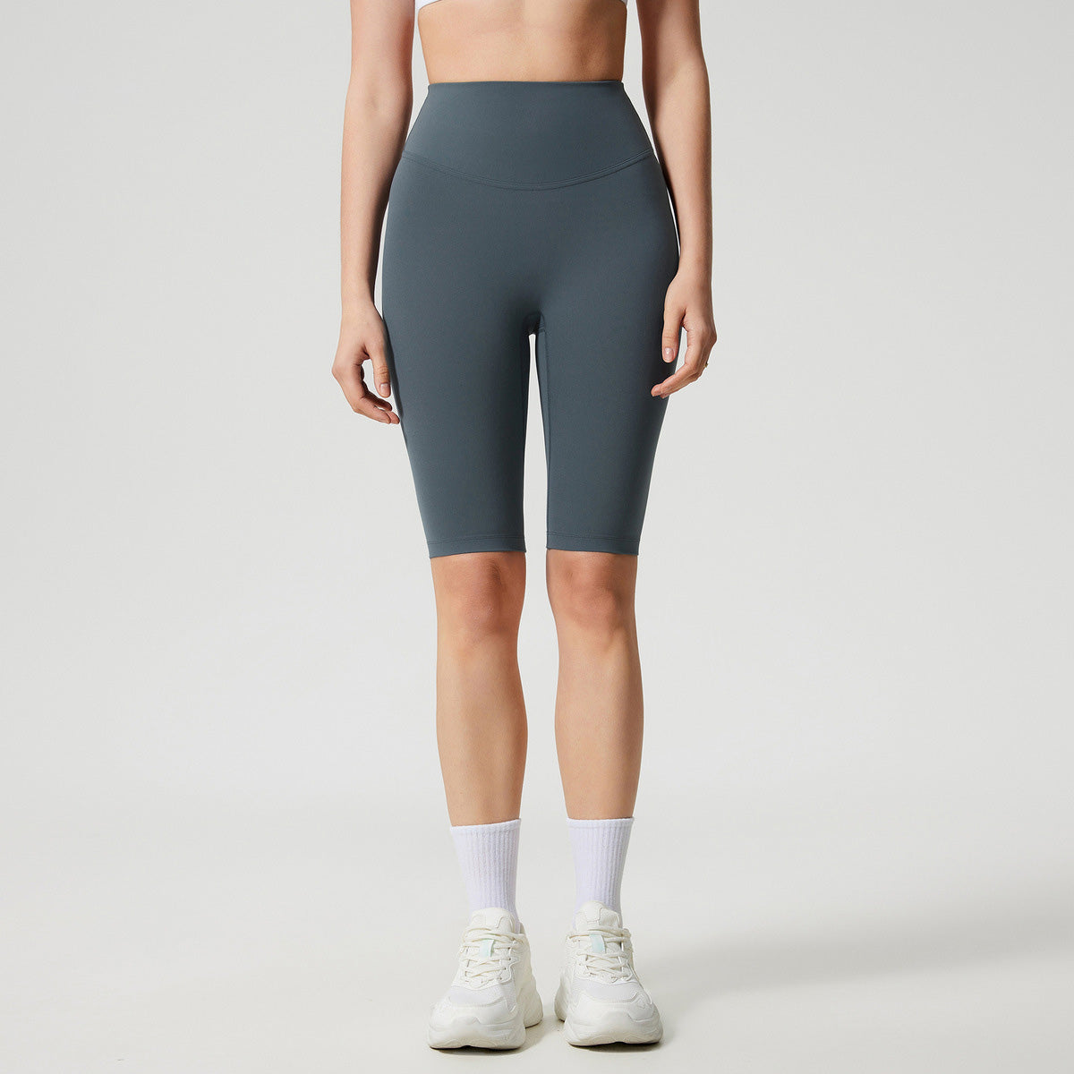 Short de yoga taille haute décontracté et tendance pour femme, couleur unie