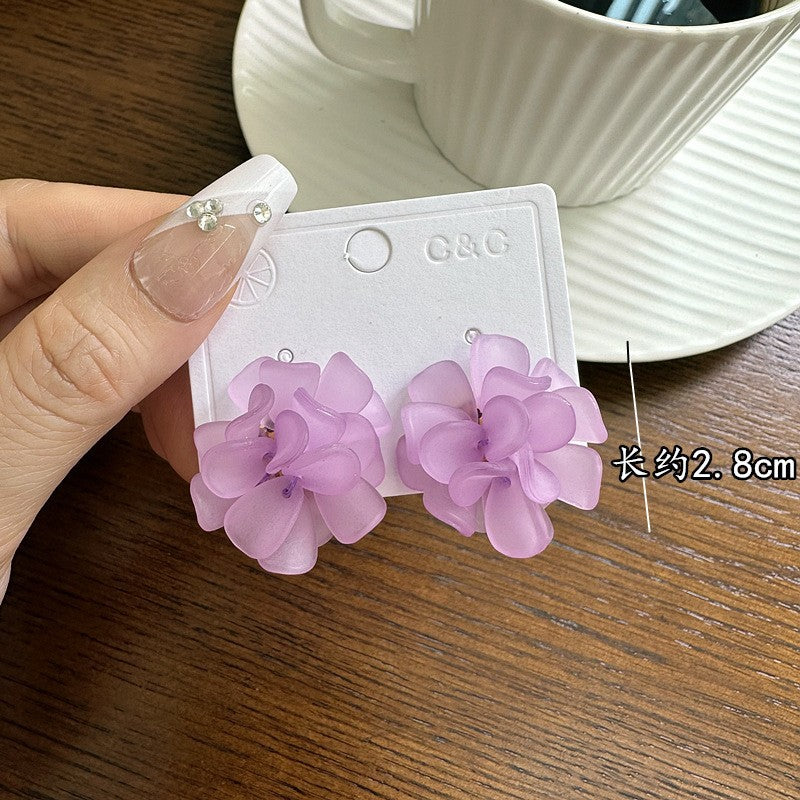 Women Fashion Elegant Solid Color Floral Earrings