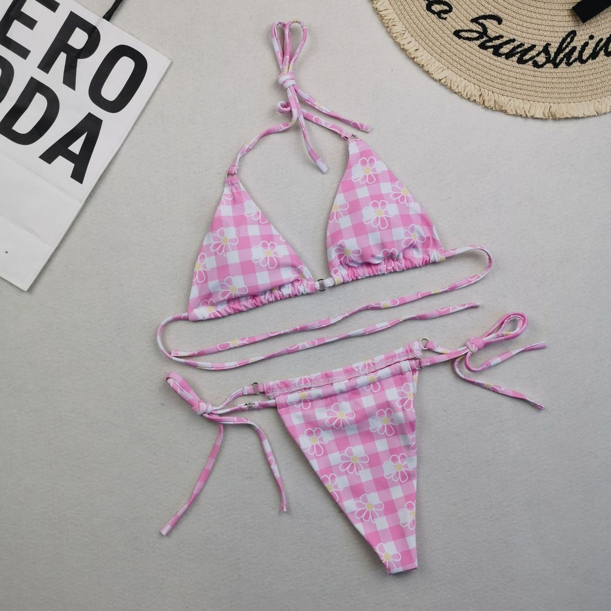 Women Sexy Lace-Up Print Bikini