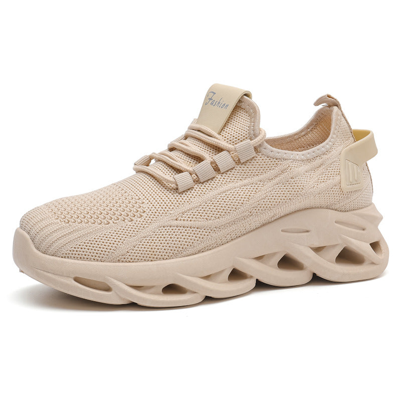 Zapatillas informales de malla transpirable con suela gruesa para mujer