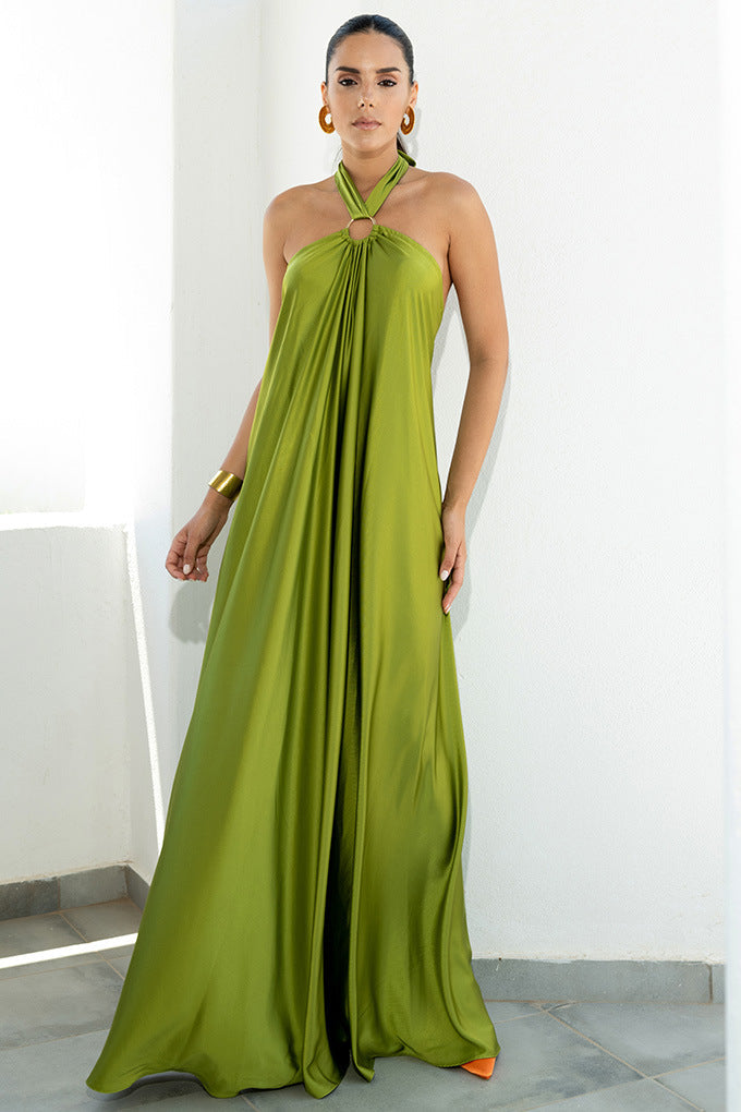 Vestido largo informal de color liso para mujer, para vacaciones
