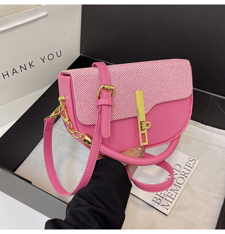 Fashion Stitching Contrast Shoulder Bag