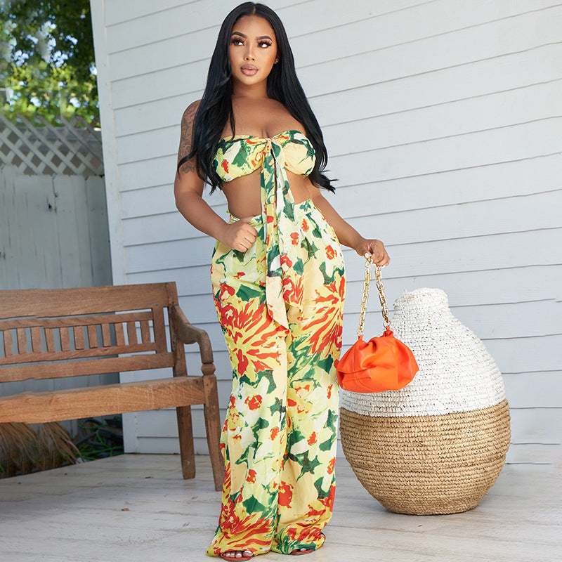 Ensemble licou à imprimé floral pour femme