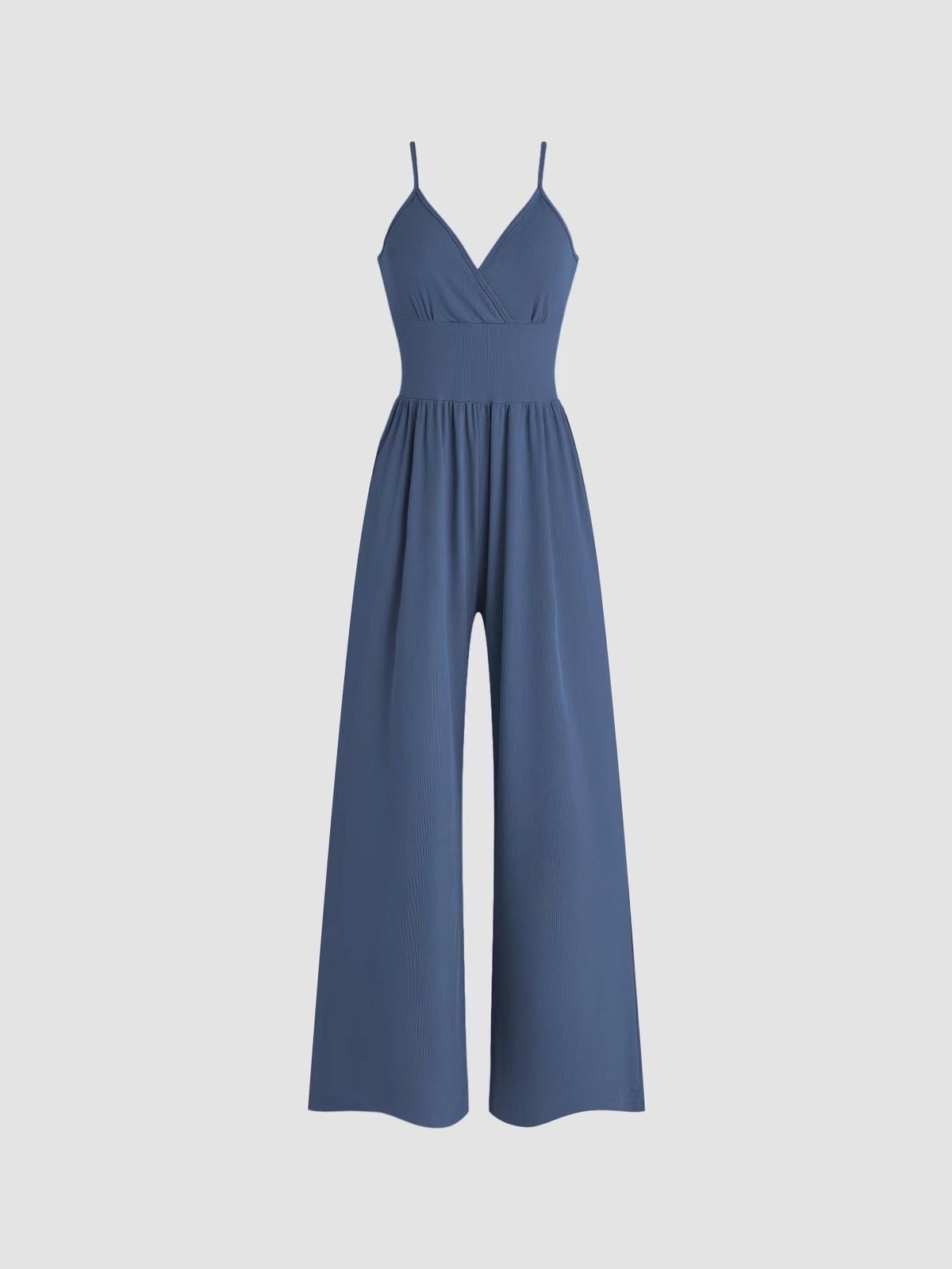 Women Casual Solid Color V-Neck Spaghetti Strap Jumpsuits