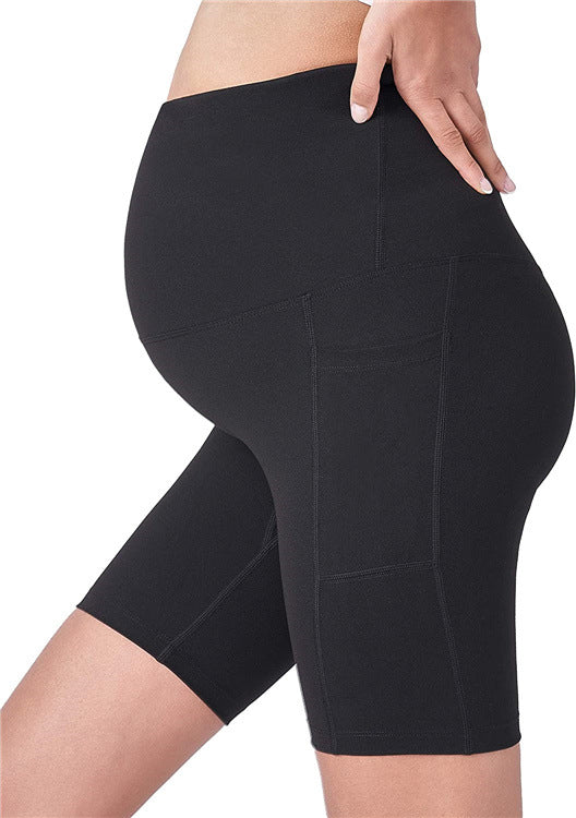 Short de yoga décontracté de couleur unie pour femmes enceintes