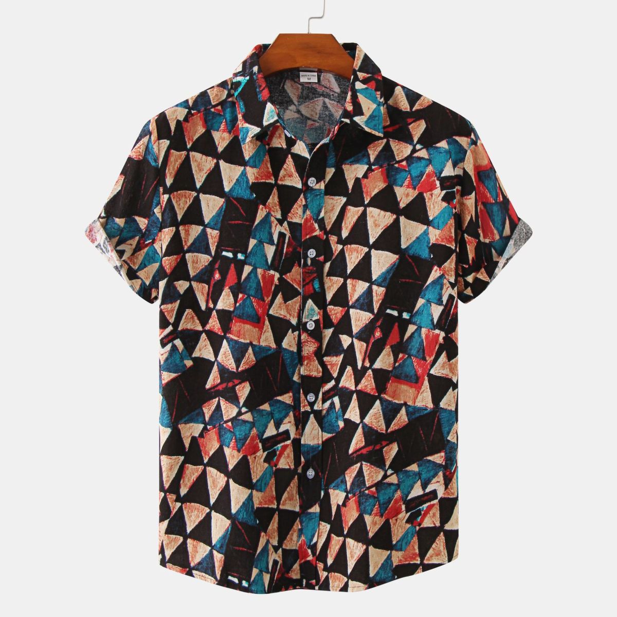 Camisa de verano para hombre con rayas y flores diminutas en 3D