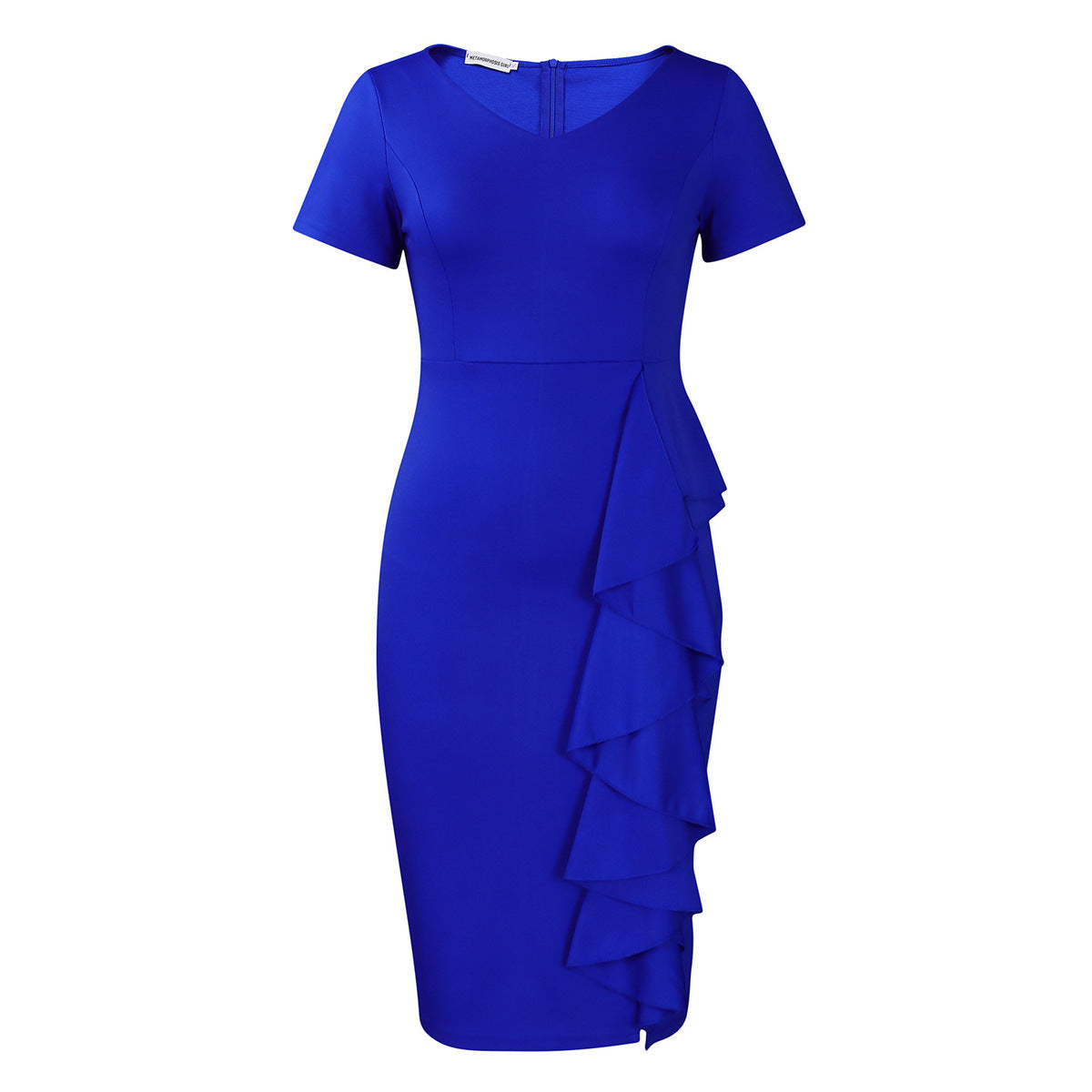 Elegante vestido de cintura alta con volantes de talla grande