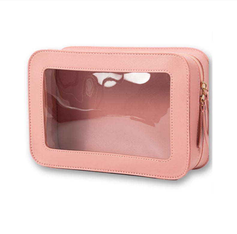 Bolsa de cosméticos de PVC transparente, sencilla y moderna para mujer