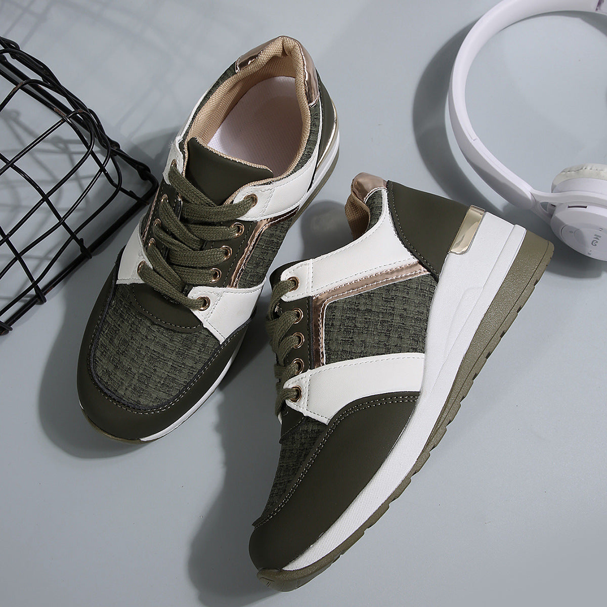 Women Fashion Casual Color Block Platform Sneakers