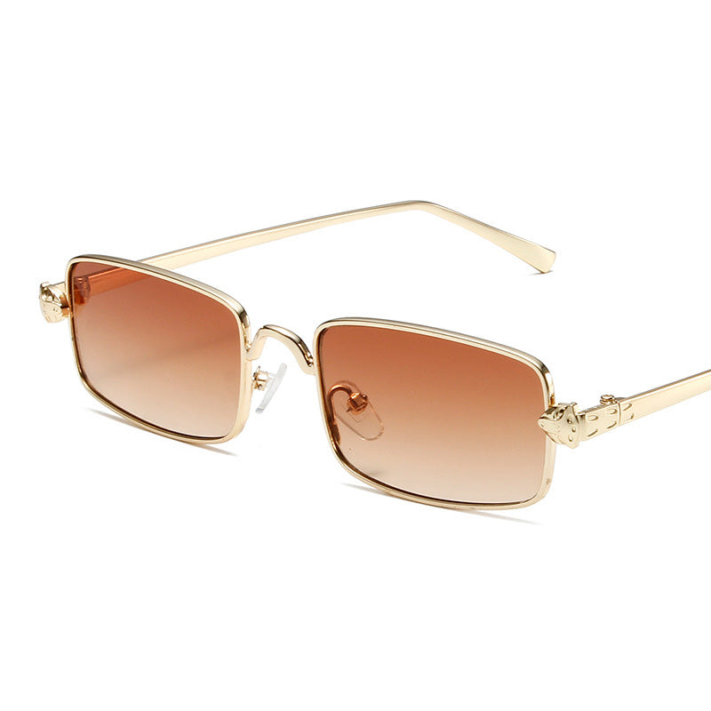 Gafas de sol de moda retro informales de metal con montura pequeña y cuadrada