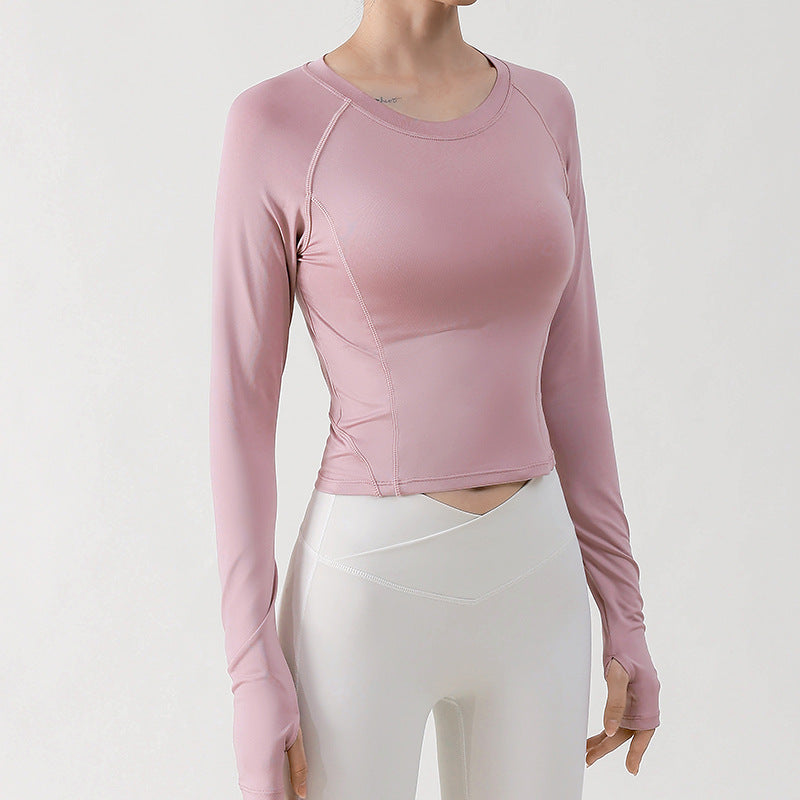 Women Casual Solid Color Long Sleeve Yoga T-Shirt