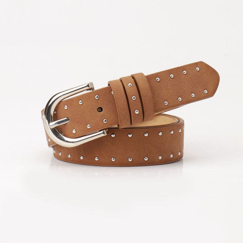 Ceinture en daim de couleur unie rétro pour femme en PU