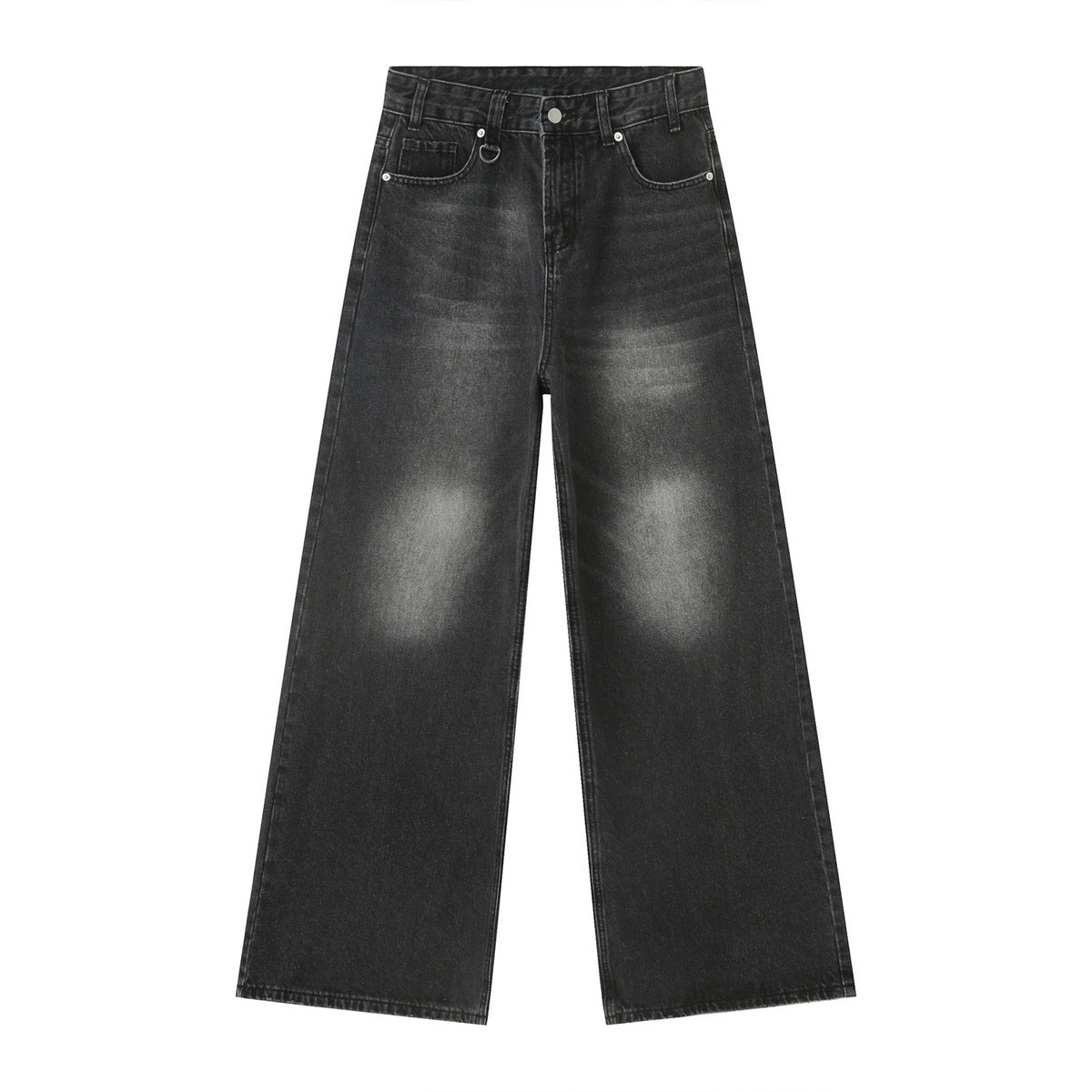 Men's Retro Loose Wide-Leg Jeans Cotton Blend Casual Pants