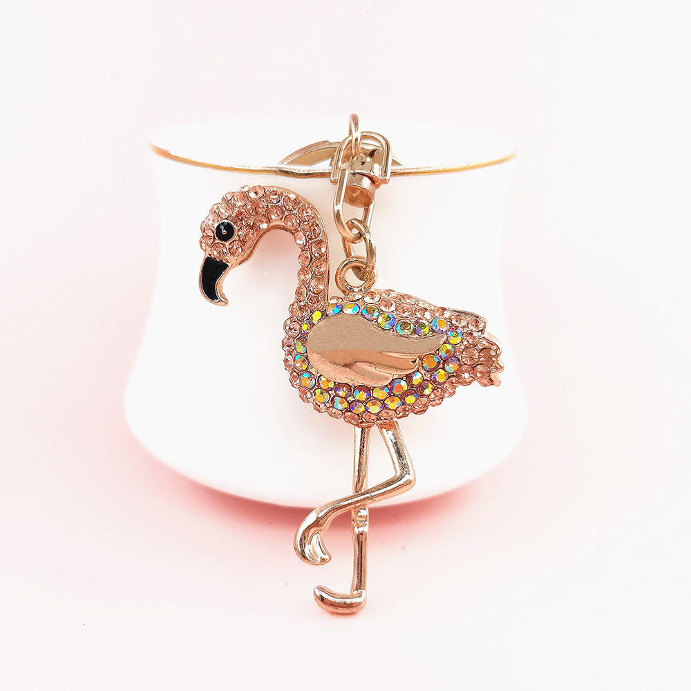 Multicolor Flamingo Rhinestone Keychain - Modern Style Alloy Accessory
