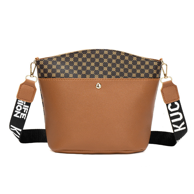 Women Casual Bucket Shoulder Bag in PU Material