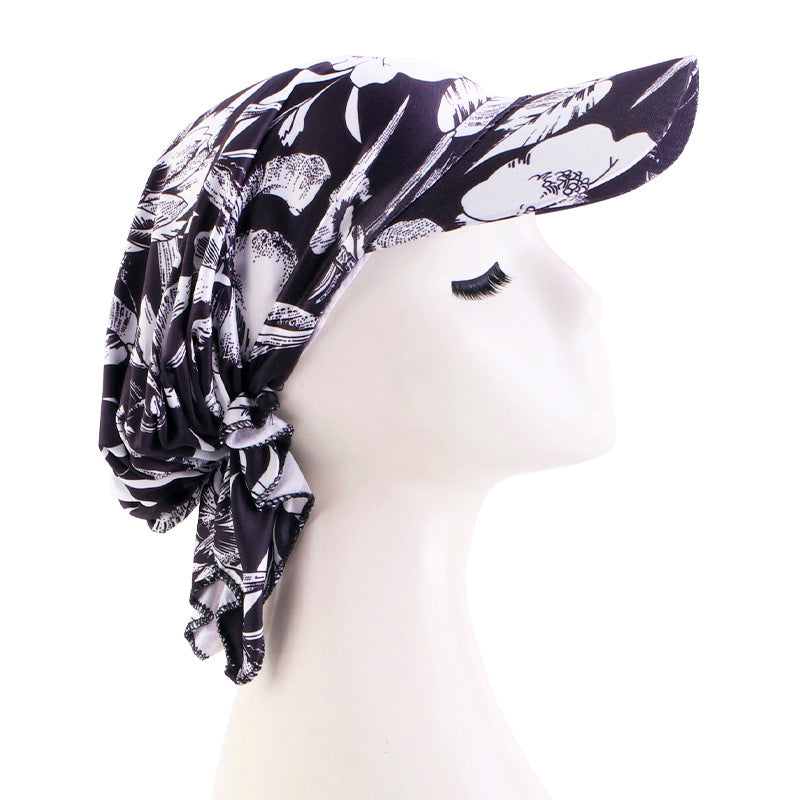 Women Casual Cashew Printed Long Lace-Up Hat