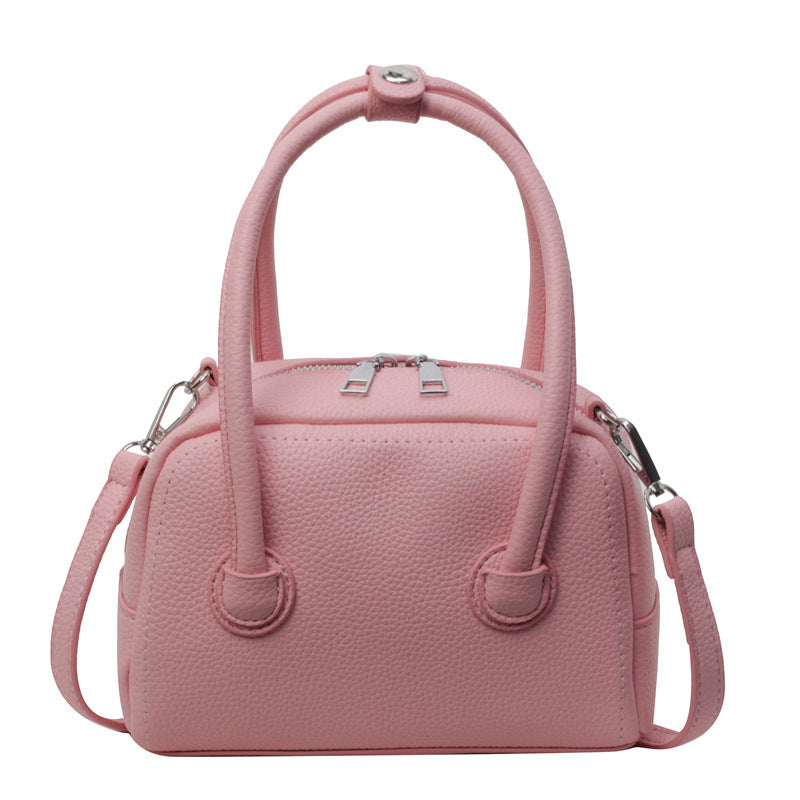 Sac à main décontracté à motif litchi de couleur unie pour femme