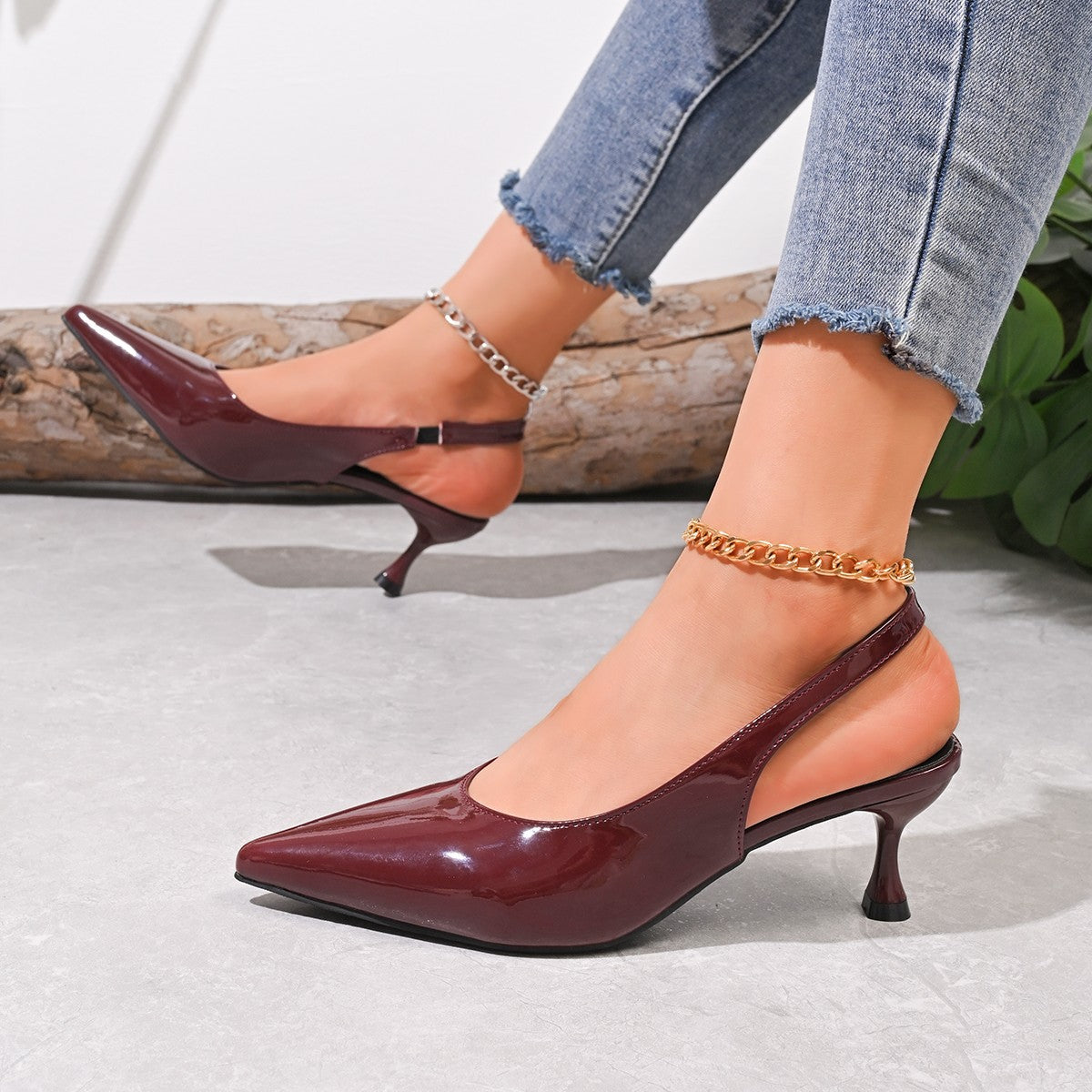 Women Fashion Sexy Solid Color Pointed Toe High Heels