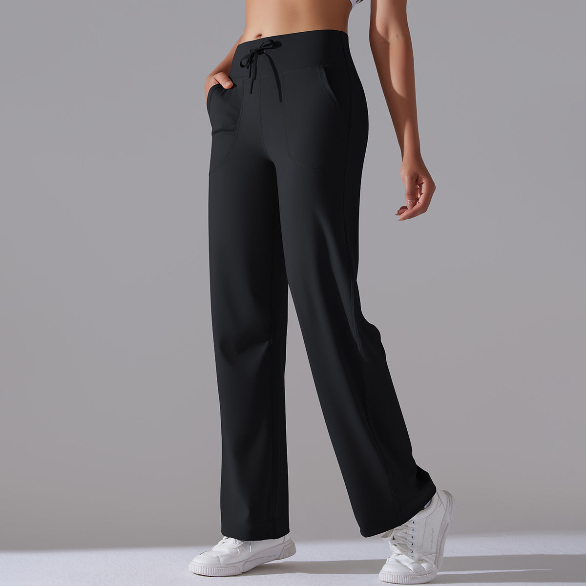 Women Fashion Casual Solid Color High Waist Pants
