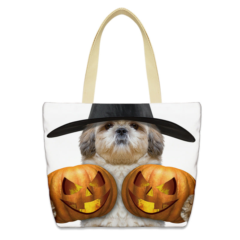 Bolso de lona con diseño de calabaza de Halloween para mujer