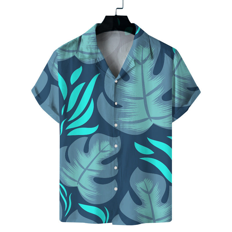 Men Fashion Casual Vacation 3D Palm Tree Print Shirt