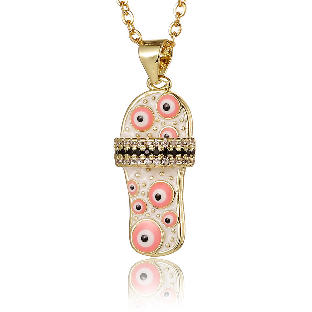 Collar con colgante de zapatilla de ojo malvado para mujer