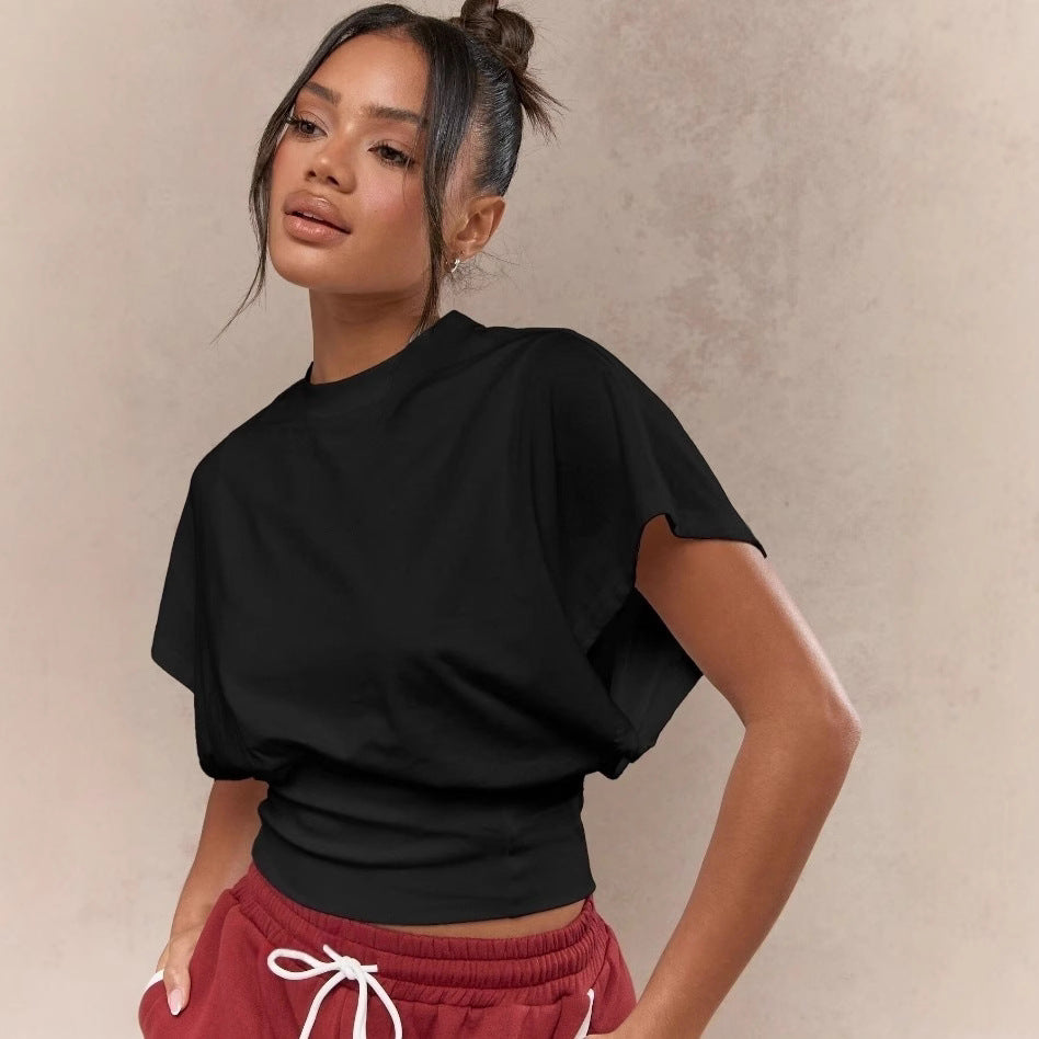 Women Fashion Casual Solid Color Short-Sleeve T-Shirt