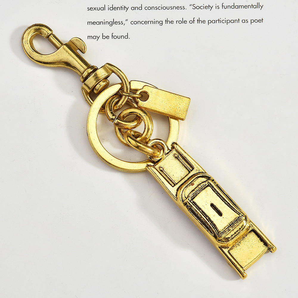 Fashion Solid Color Metal Car Key Chain Stylish Bag Hanging Ornament