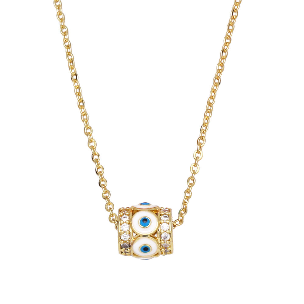 Collar con colgante de ojo de diablo de diamante geométrico simple para mujer