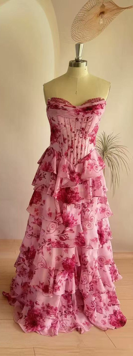 Robe tube élégante et sexy à imprimé floral pour femme