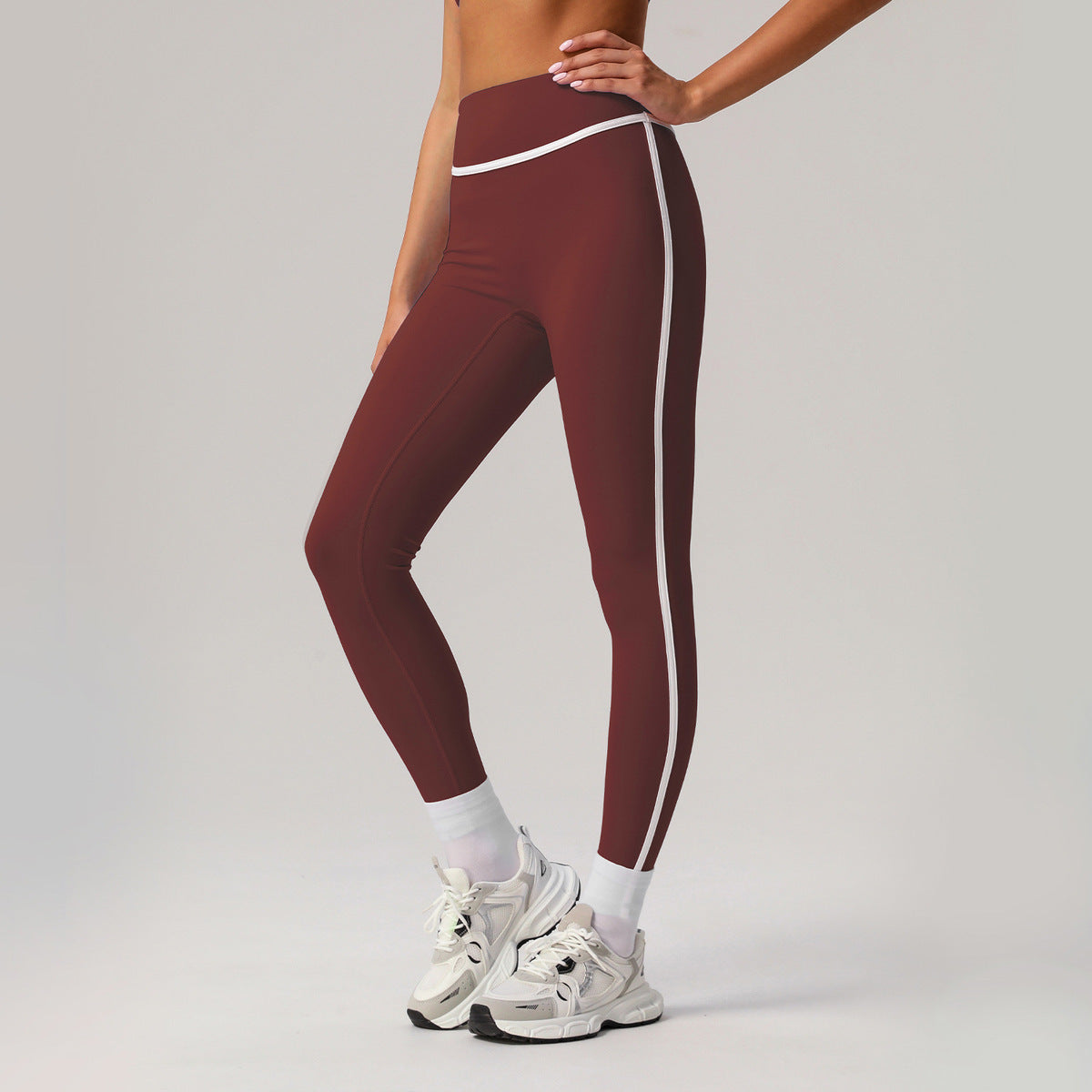 Leggings de sport de yoga à coutures contrastées pour femmes