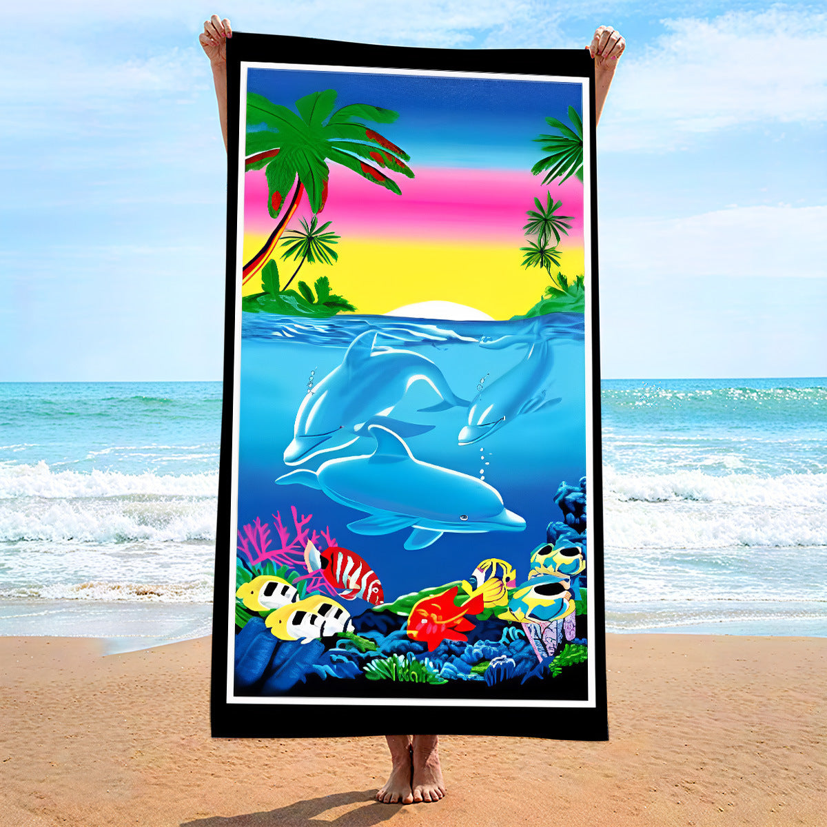 Toalla de playa de secado rápido con estampado informal de moda