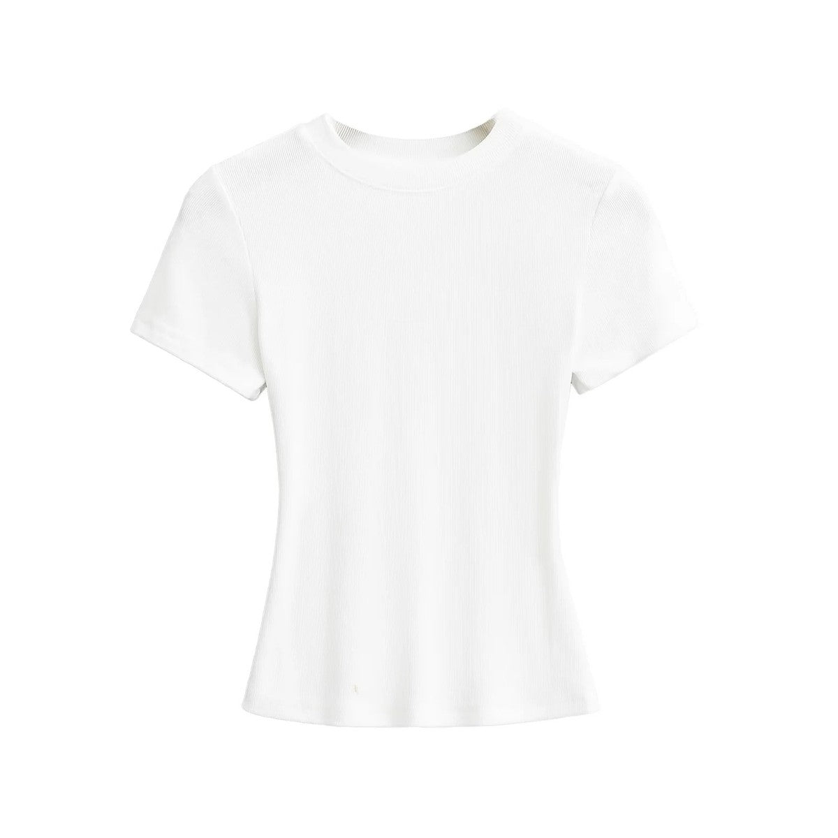 Women Solid Color Cotton Spandex Short Sleeve T-Shirt