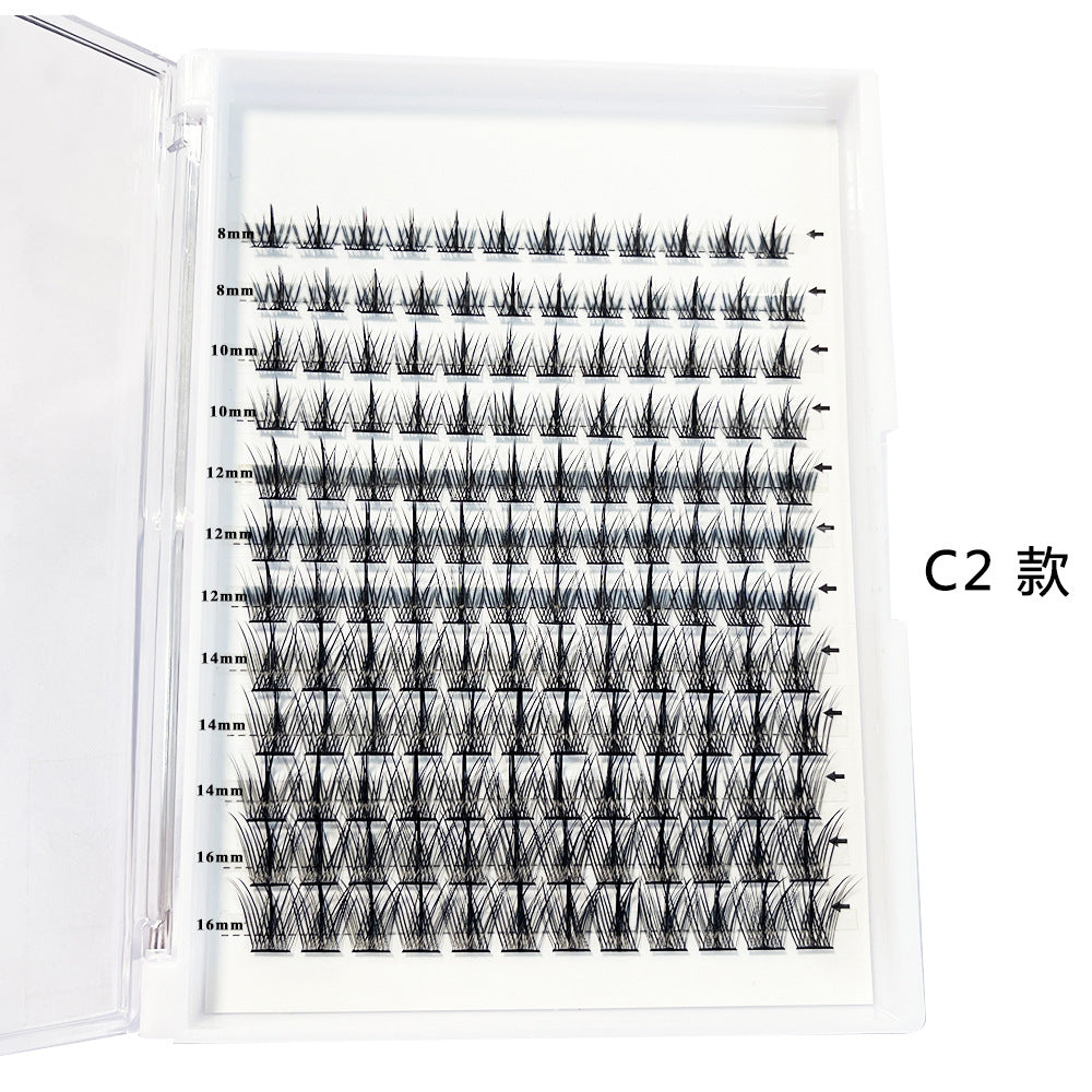 Faux cils auto-greffés segmentés à grappe unique, style dense en fibres chimiques