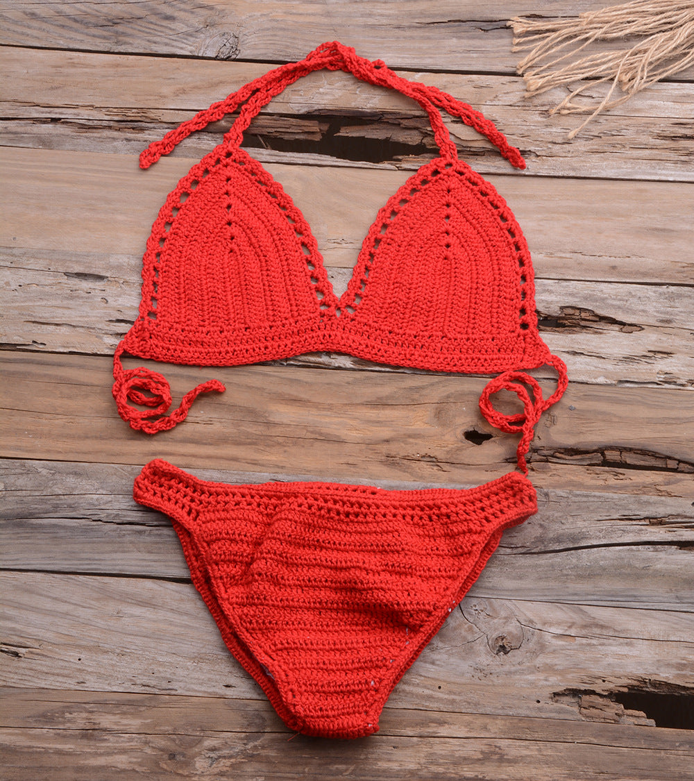 Conjunto de bikini de punto sexy para mujer para vacaciones de verano en la playa