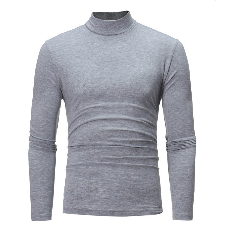 Men's Casual Solid Color Long Sleeve Turtle Neck T-Shirt