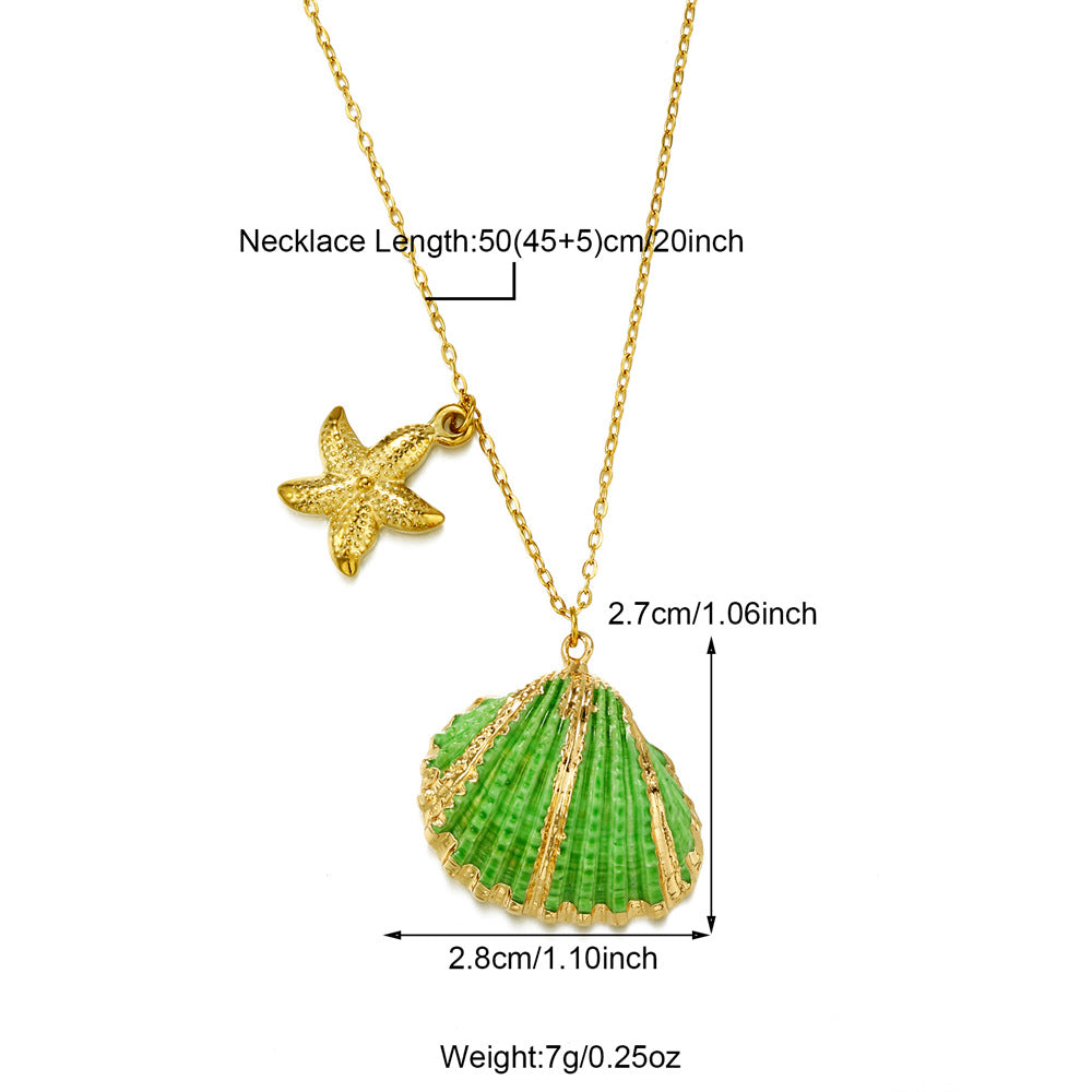 Summer Beach Vacation Shell Pendant Sea Necklace