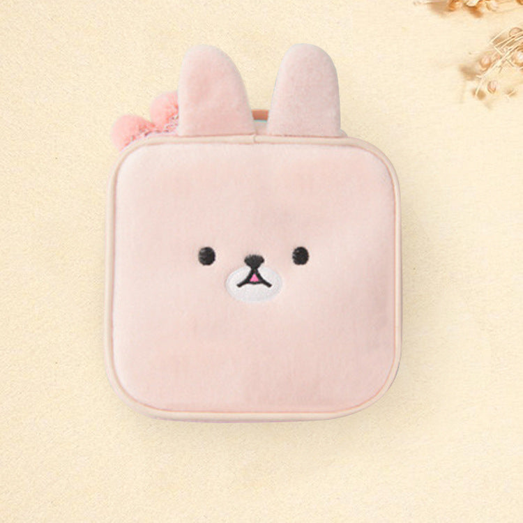 Trousse de maquillage brodée avec motif animal mignon pour femme