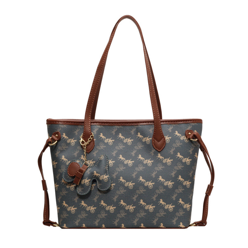 Sac fourre-tout en PU imprimé rétro pour femme, grande capacité, pour un usage quotidien