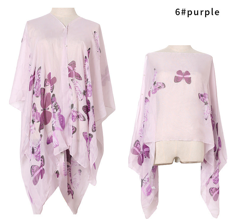 Chal de verano con estampado de mariposas para mujer
