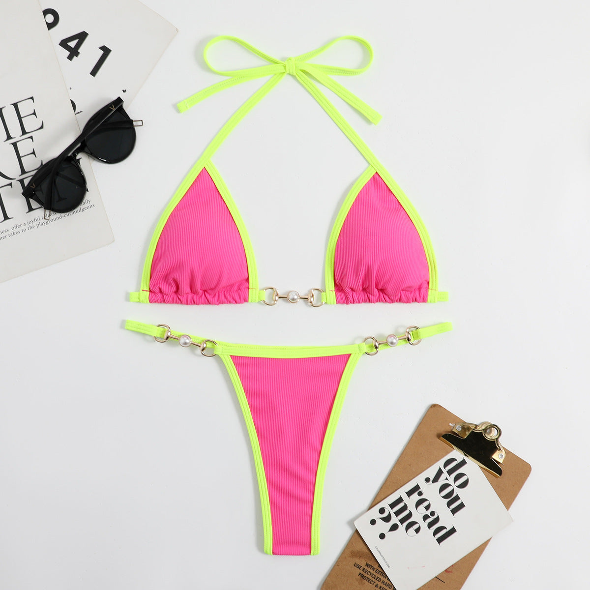 Conjunto de bikini sexy en contraste para mujer