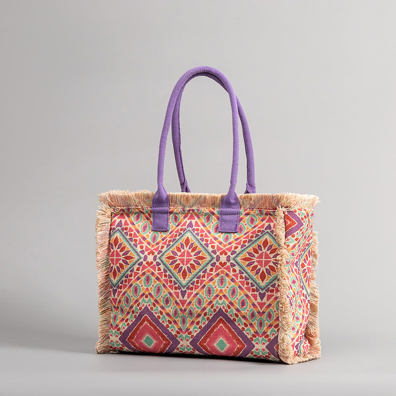 Bolso de mano bohemio informal de gran capacidad para mujer