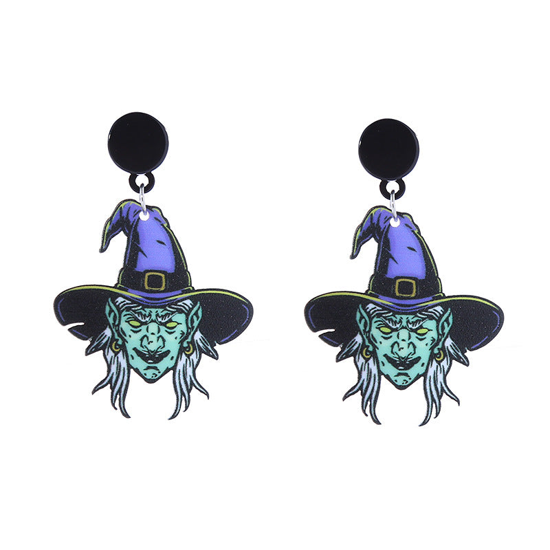 Halloween Women Funny Horror Ghost Bloodstain Acrylic Earrings