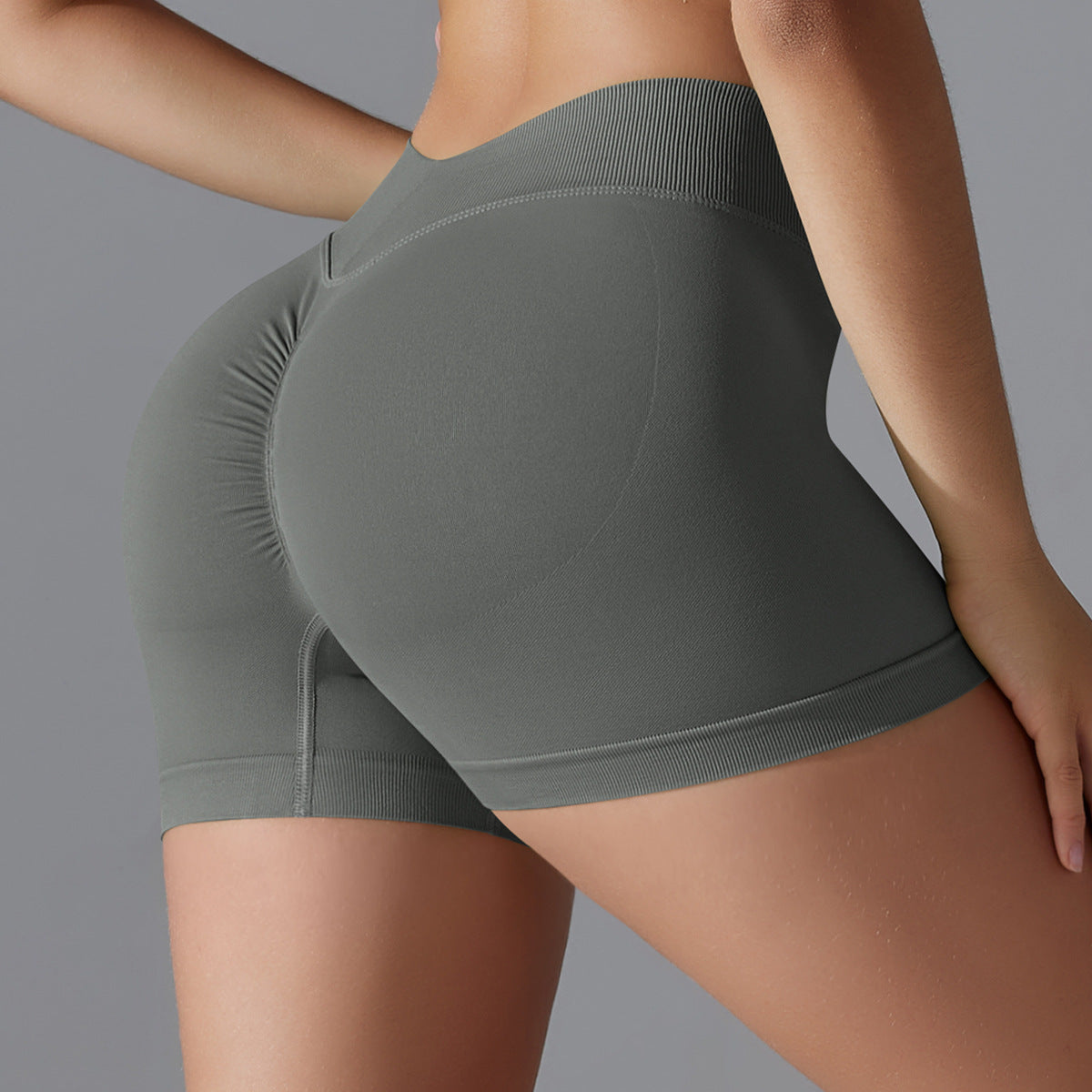 Pantalones cortos deportivos de yoga de color sólido sin costuras sexys para mujer