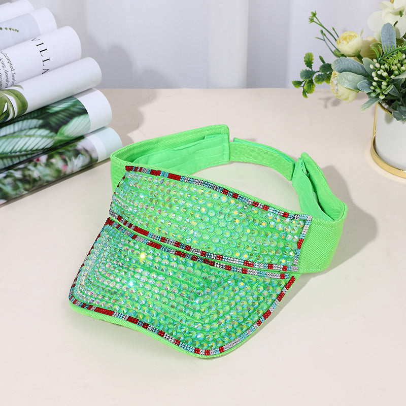 Fashion Women Rhinestone Hollow Sunscreen Cap