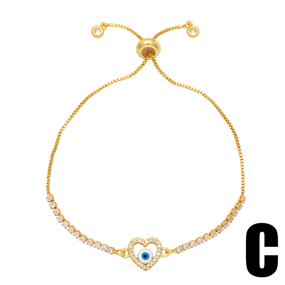 Pulsera geométrica de corazón, estrella y ojo de diablo para mujer