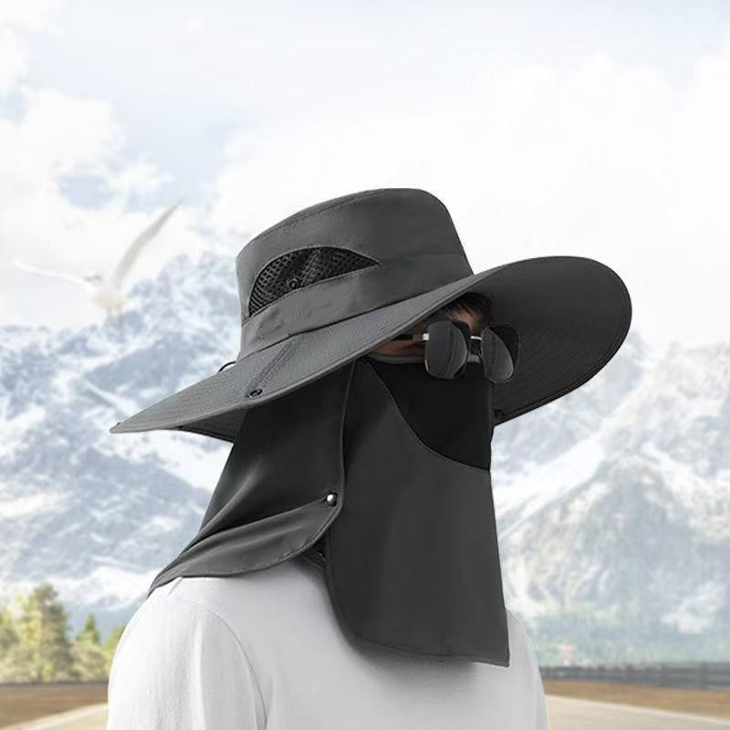 Sombrero para el sol informal con gran circunferencia de cabeza y protección facial para hombre