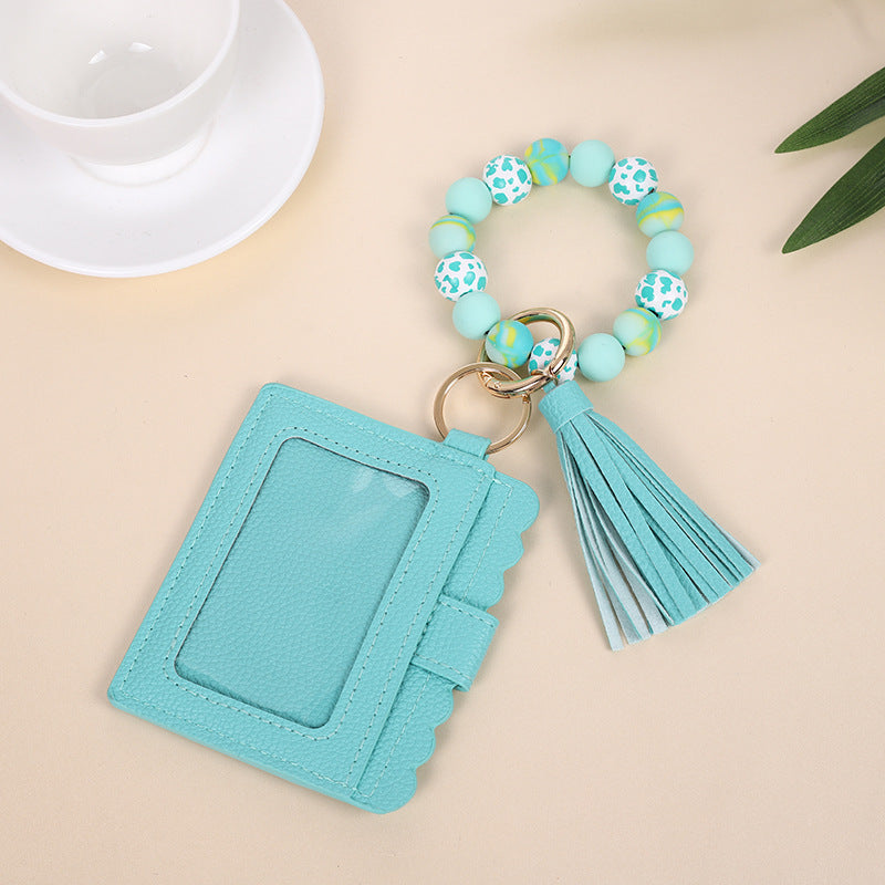 Fashion Printed Silicone Bead Tassels Bracelet Wallet