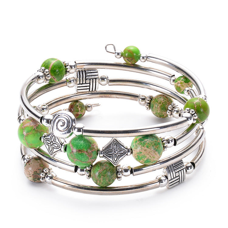 Pulsera de turquesa natural bohemia de moda para mujer